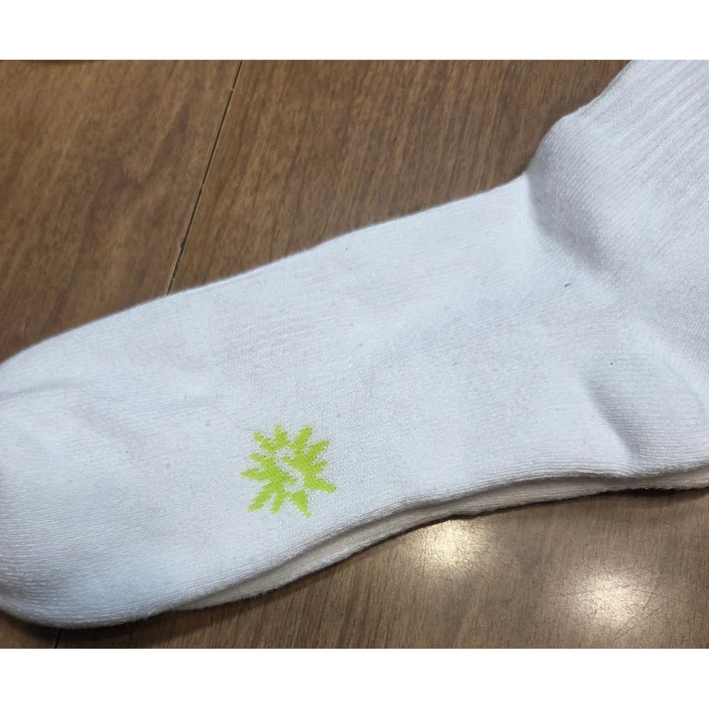 Sock It To Me Pickle Player Athletic Ribbed Crew Socks White Recycled Cotton